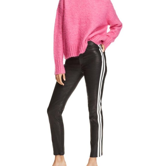 Rag & Bone Ankle Leather Cigarette W/ Stripe Pants NWT - Picture 3 of 4